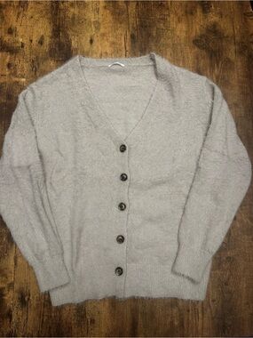 Olive Des Olive Women’s V-Neck Button Cardigan fuzzy Sweater - Light Pink